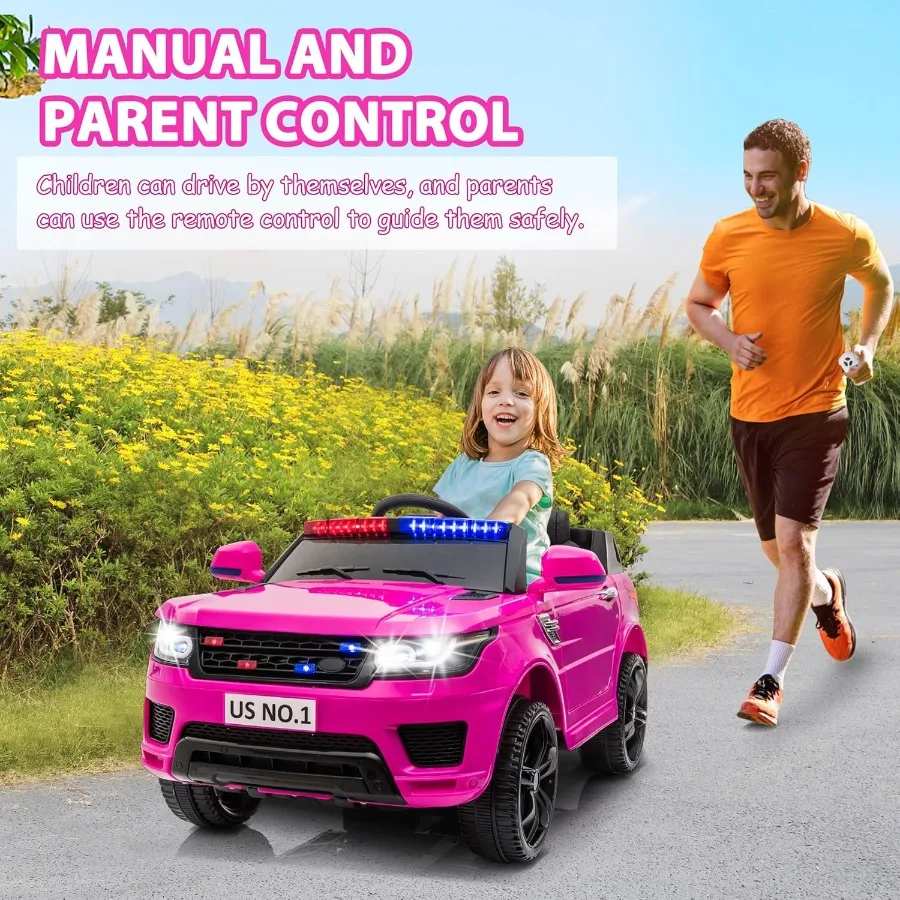 Police Cars for Electric Car TOBBI 12V s Powered Ride Ons for Toddlers Cop Cars with Parental Remote Control Siren Flashing Lig