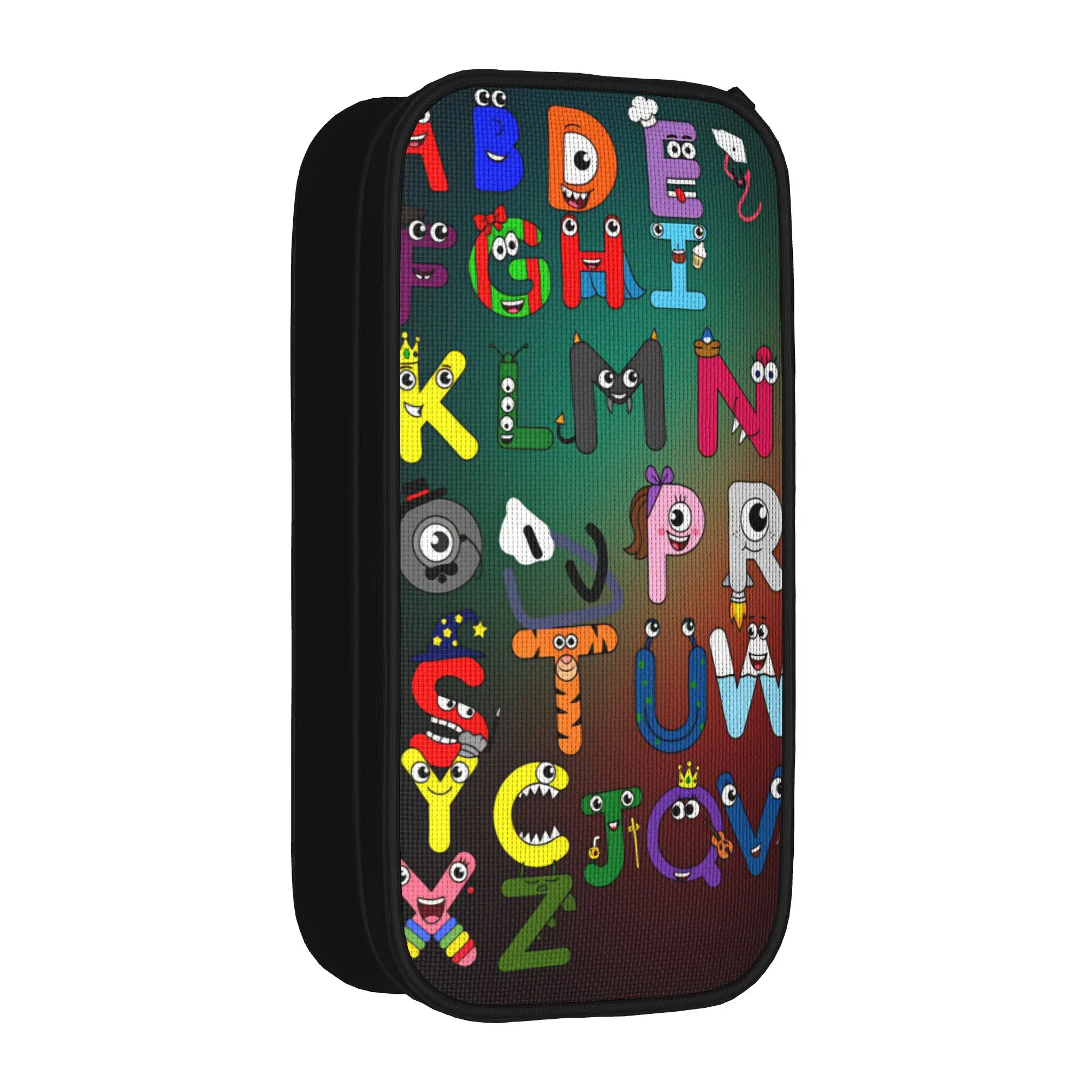 Alphabet Lores  Pencil Case  College Pencil Box Students Double Layer Retro  School Pencil Cases Graphic Stationery Organizer