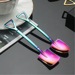 10 Pcs Thickening Stainless Steel Spoon Creative Tableware Coffee Scoop Shovel for Kitchen Ice Cream Dessert Tea-spoon Tableware