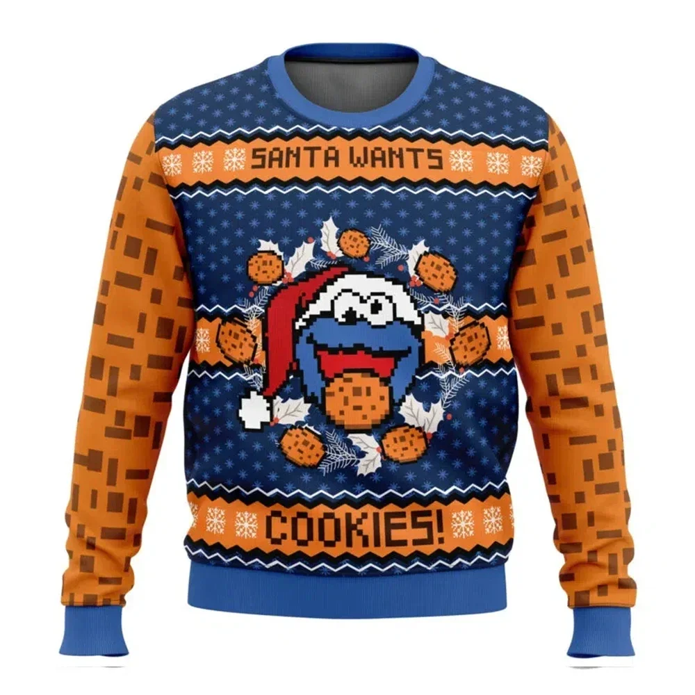 2026 ثلاثية الأبعاد مطبوعة موضة الزنجبيل كوكي الوحش القبيح عيد الميلاد سترة الكرتون الرسوم المتحركة امرأة رجل البلوز العلوي Harajuku #1