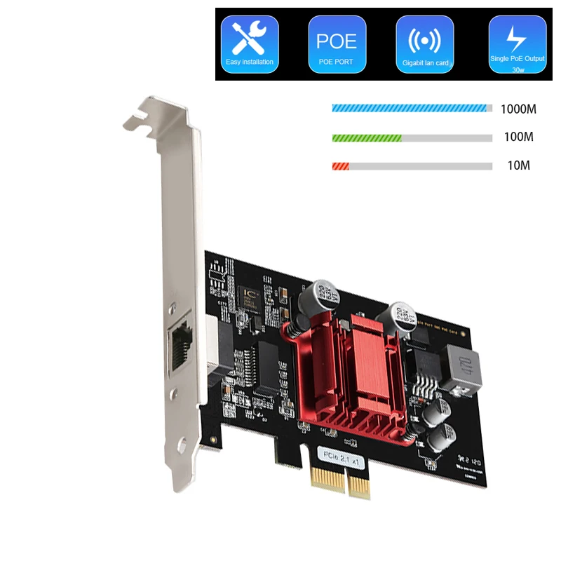 

PCIe Server Adapter POE Gigabit Network Card RJ-45 LAN Adapter gaming adaptive Game PCIE Card computer accessorie Fast Ethernet