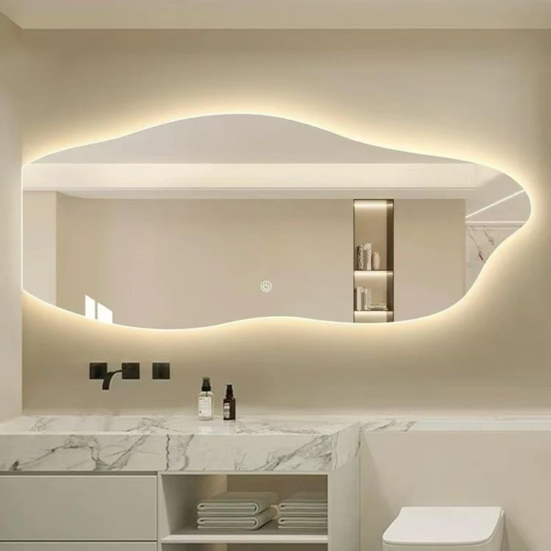 Wavy Cloud Mirror Hanging Light Dressing Table Makeup Hanging Save Space Mirror Large Size Spiegels Space Saving Furniture