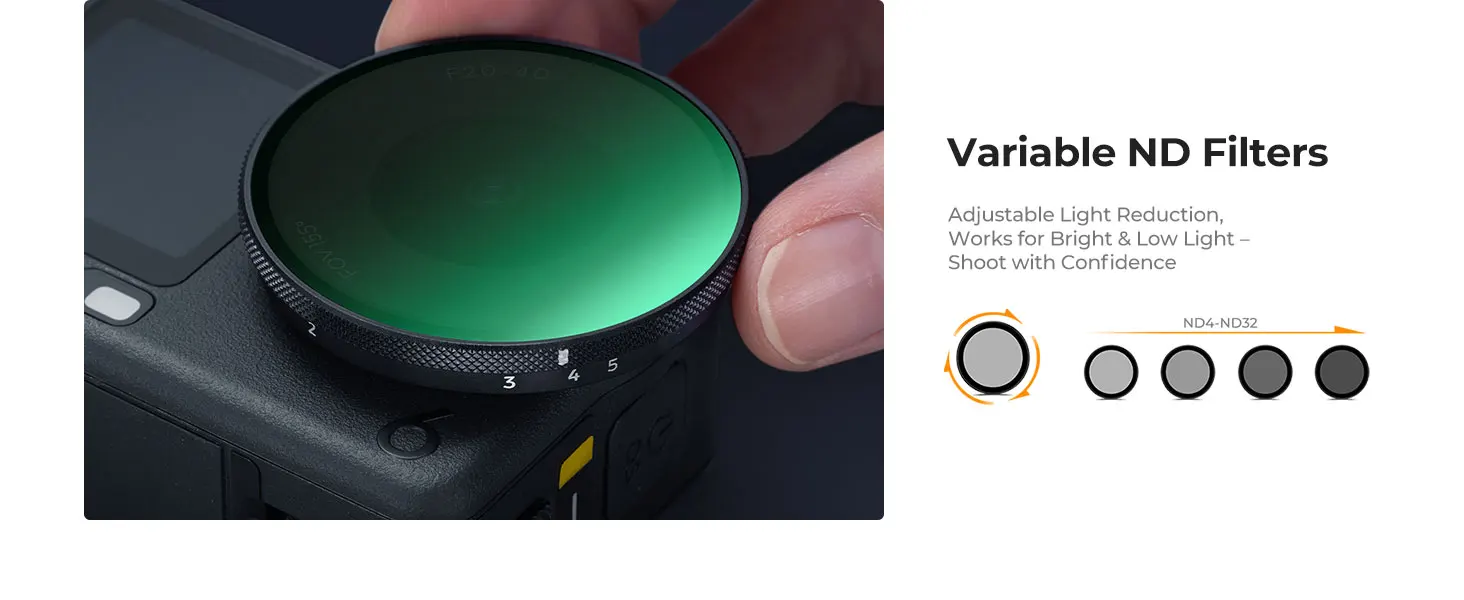 K&F CONCEPT Variabler ND4-32 Filter für DJI Osmo Action 6 Schnappverschluss-Design Neutraldichte-Lichtreduktionsfilter Multibeschichtet HD – Detail 3
