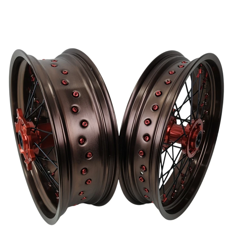 

New Style Fit Supermoto 2008-2024 Front 17*3.0 Rear 17*5.0 Wheel Set Motorcycle Pit Bike Supermoto Wheels