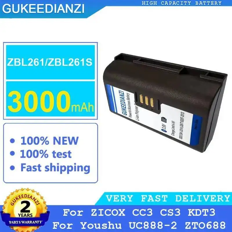 

ZBL261 ZBL261S 3000Mah For Zicox CC3 CS3 KDT3 Youshu UC888-2 ZTO688 Printer Battery High Compatibility