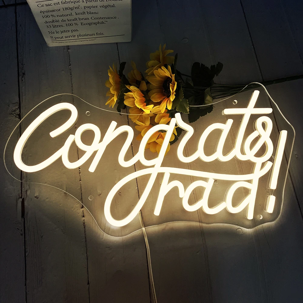 Party Supplies Custom Led Congratulations Neon Lights Congrats Grad Neon Signs for Graduation Season Party Decorations