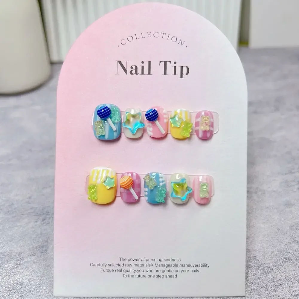 

Handmade Short Press on Nails Korean Cute Y2k Star Nails Reusable Adhesive False Nails Full Cover Nail Tips Artificial Manicure