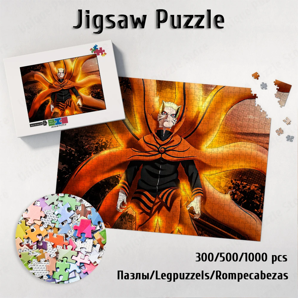 

Naruto 300/500/1000 Pieces Puzzles Cartoon Bandai Games and Puzzles Japanese Style Anime Large Adult Jigsaw Game for Kids Adults