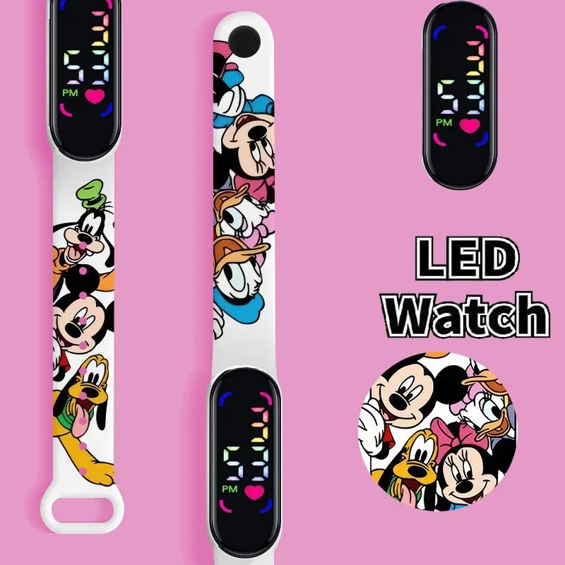 Disney Mickey Minnie children\'s Cartoon Anime Character Luminous Bracelet Watch LED Touch Waterproof Sports kids gifts watch