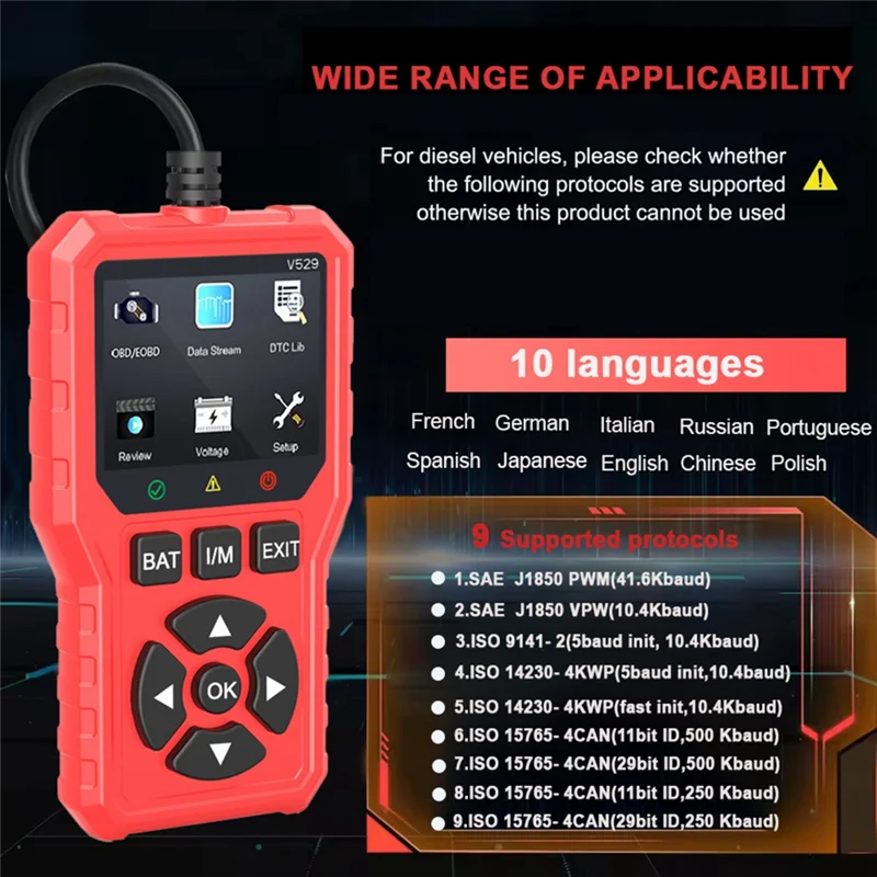أداة تشخيص السيارة obd2 قارئ رمز obdii محرك خطأ رمز القارئ الماسح الضوئي أداة مسح السيارة أداة إصلاح السيارات