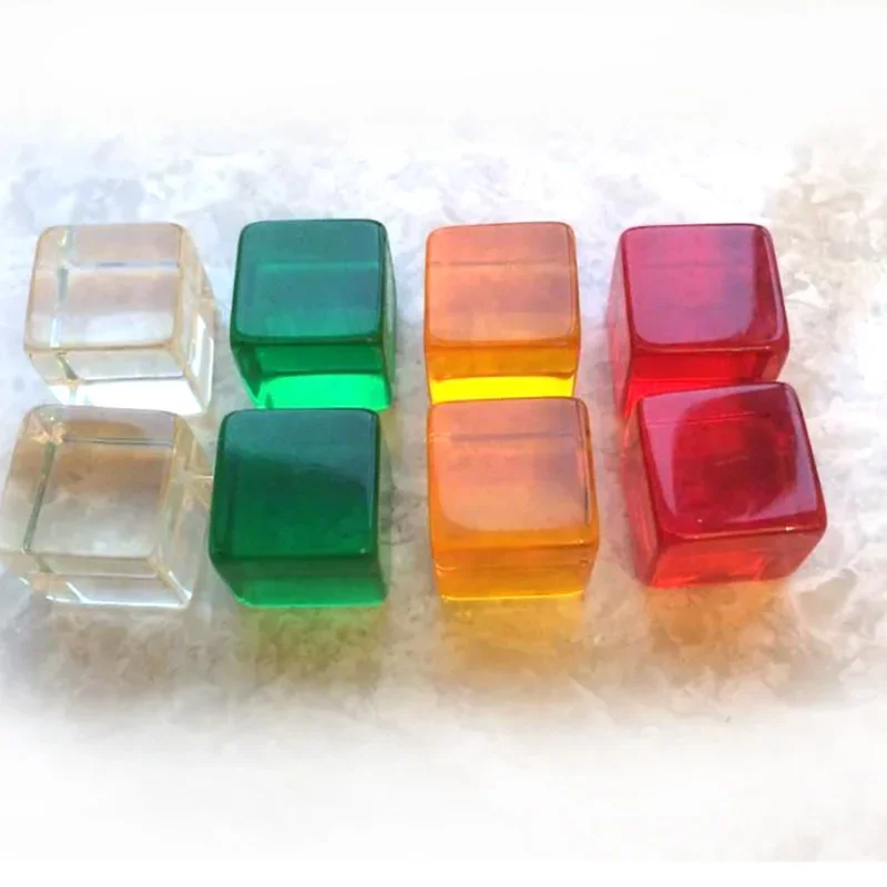 10PCS/Lot Dice Set 6 Colors  Blank Transparent Acrylic 6 Sided Dice Games 16mm