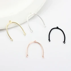 Copper Metal   Black Simple U Shape Geometric Connectors Linkers 6pcs For DIY Drop Earrings Making Accessories