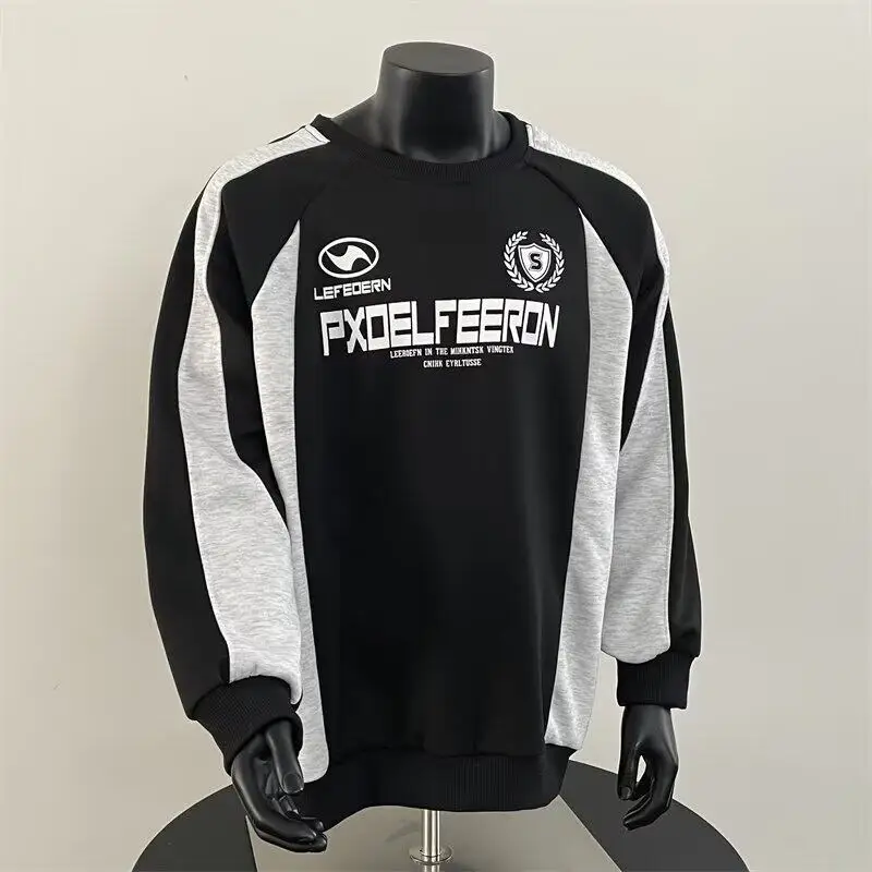

Spring Autumn Casual Hoodies Men Top Fashion Long Sleeve Round Neck Sweatshirts Men Clothes Loose Pullovers Hip Hop Outwear