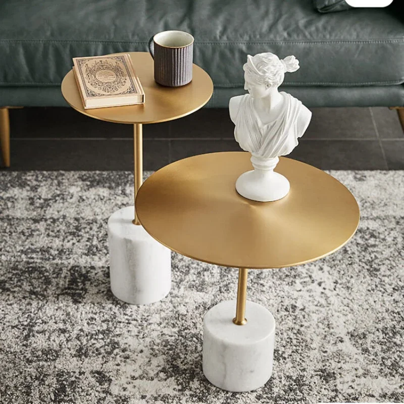 Italian minimalist marble coffee table gold plated brushed copper glossy combination furniture