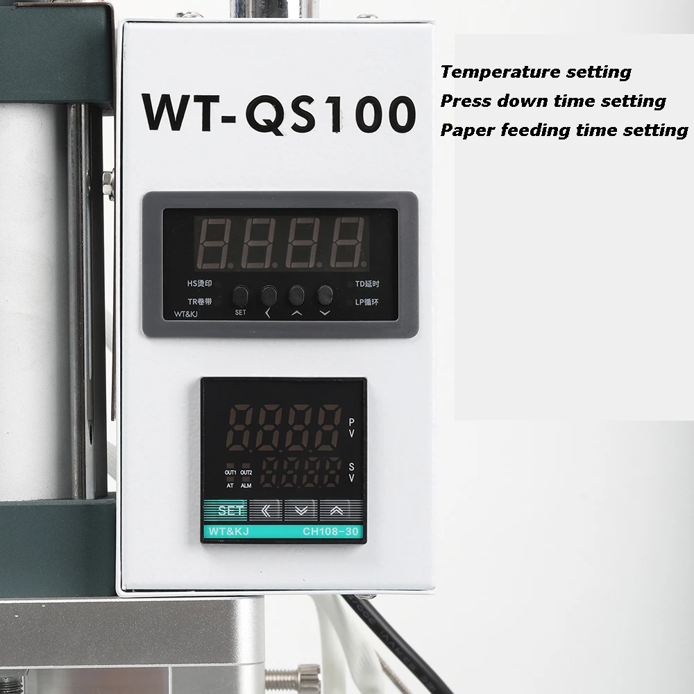 WT-Q100/ WT-QS100 Pneumatic Hot Foil Stamping Machine Desktop Leather Stamping Hot Press Embossers Heat Press Machine 220V/110V