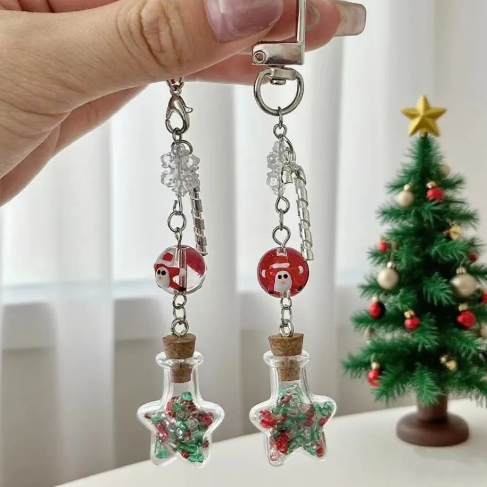 

Winter Snowflake Mobile Phone Straps Clear Star Wish Bottle Phone Drop Lanyard Cute Christmas Keychain Bag Charm Holiday Gifts