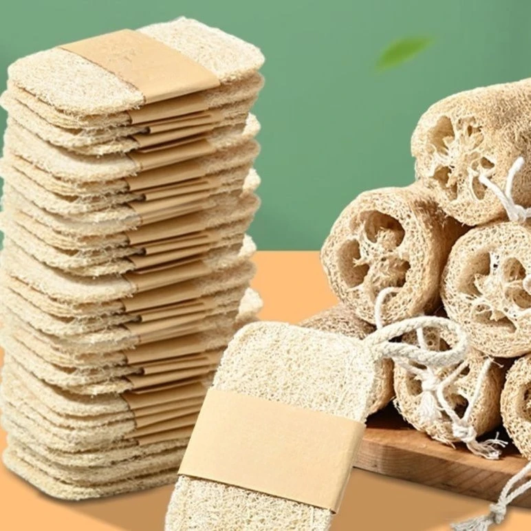 Natural Loofah Dish Scrubber Sponge, Grease Removing Kitchen Cleaning Pad, Eco-Friendly Dishwashing Tool