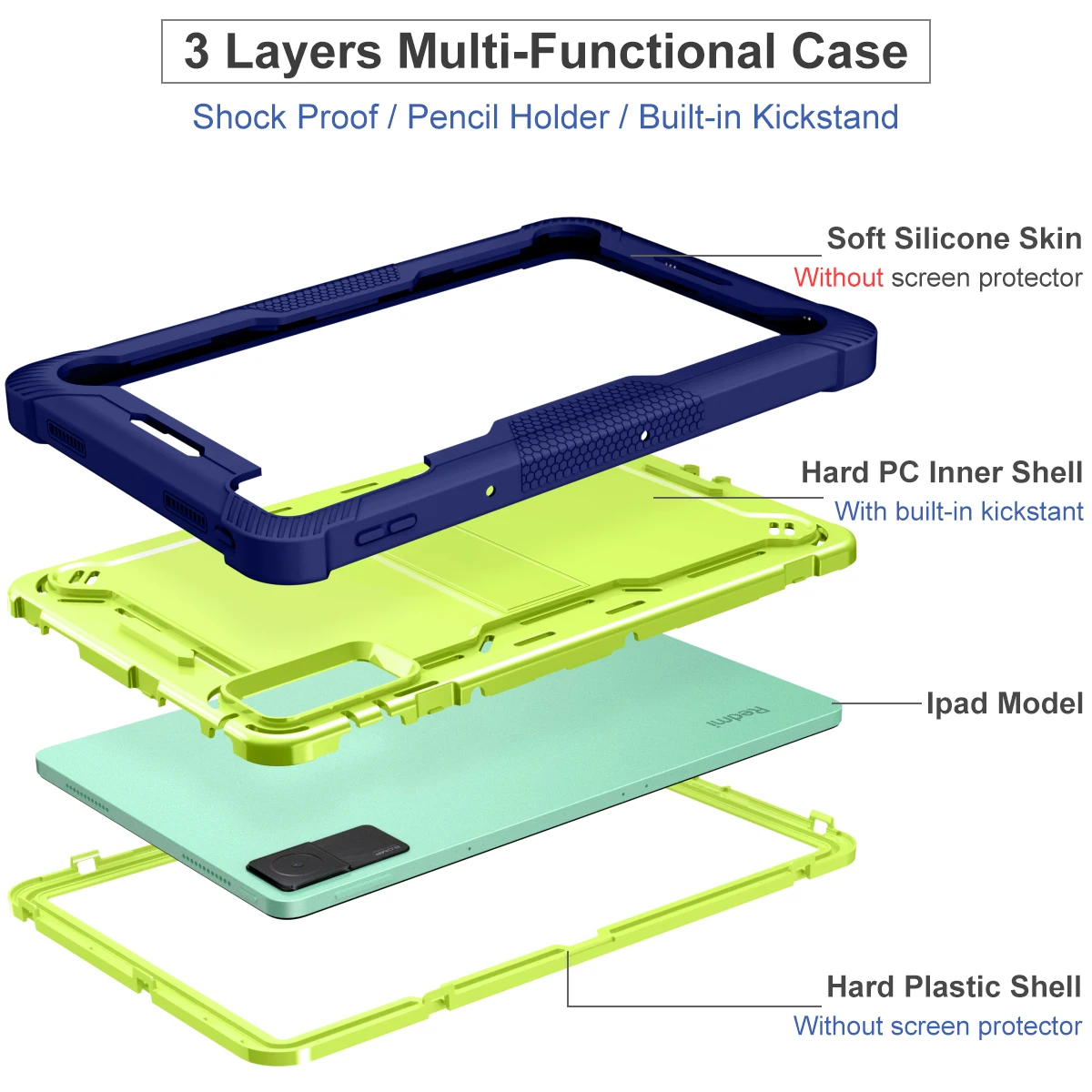 Case For Xiaomi RedMi Pad SE 10.6 2022 Tablet Stand Armor Cover For Xiaomi Mi Pad 6 Pro 11 inch Shockproof Kickstand Kids Funda