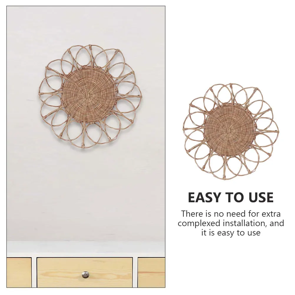 

1pc Rattan Woven Flower Pendant Hollow Design Creative Wall Hanging Ornament For Home Cafe Bar Decor Scene Layout Decor