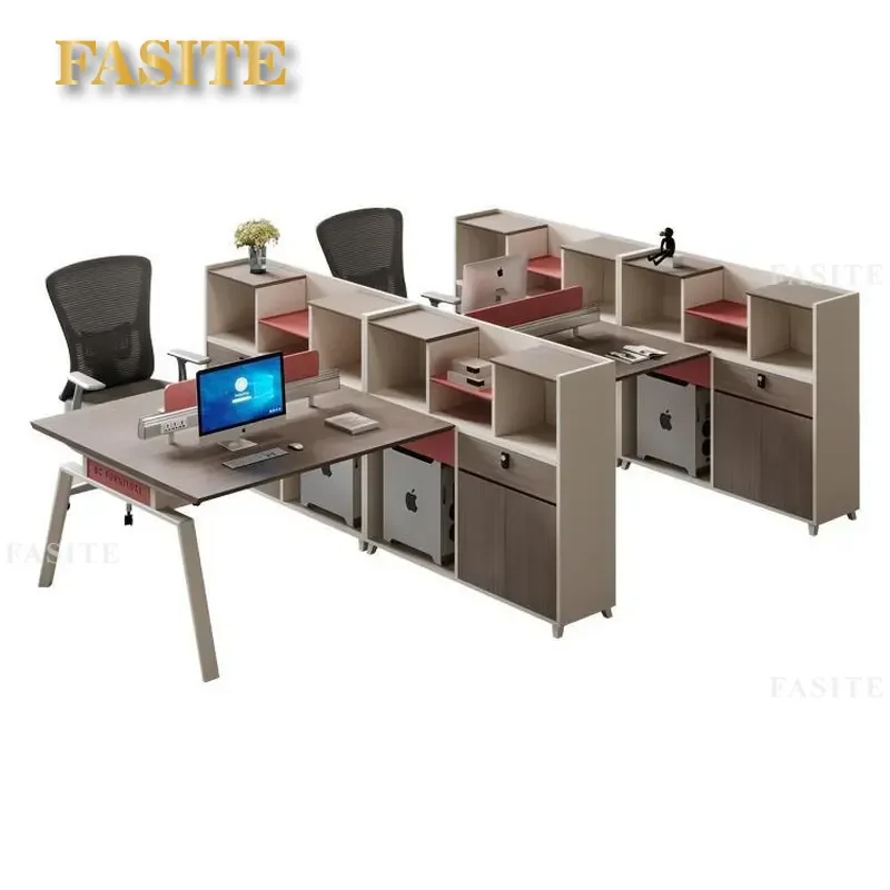 For Office Desk and Chair Combination Simple Modern Finance Workstation Four Person Double Desk for Staff