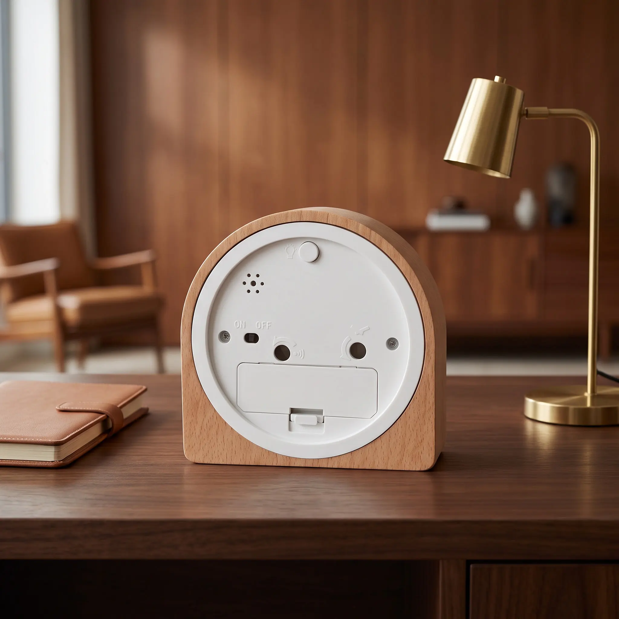 Unfinished Beech Wood Round Desk Clock Frame – Silent DIY Analog Clock Housing for Wooden Table Decor