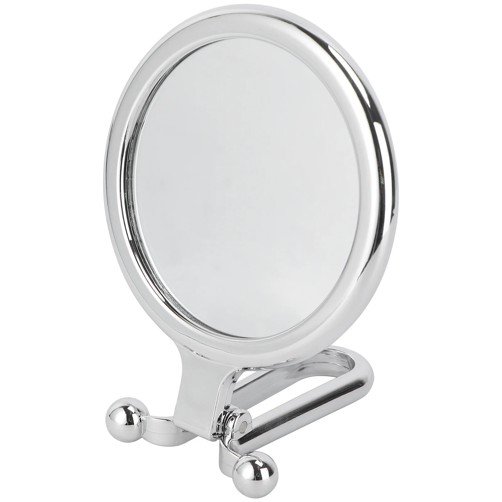 1Pcs Folding Round Portable Makeup Mirror Silver Small Lightweight Chic Compact Clear Mirror for Travel Home Salon Use