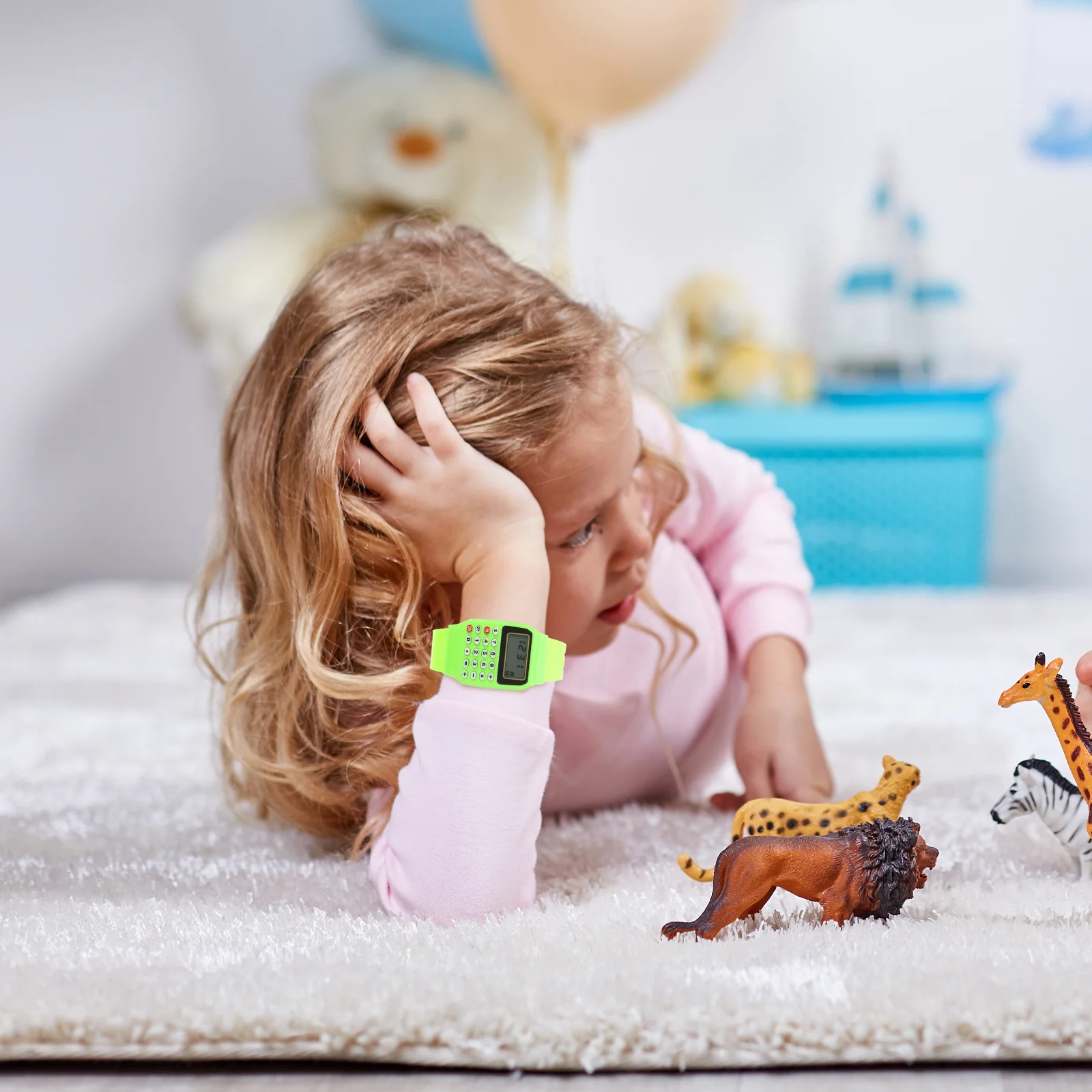 2 stuks kinderrekenmachine polshorloge duurzaam draagbaar creatief ontwerp verjaardagscadeau voor kinderen gemakkelijk comfortabel dragen groen