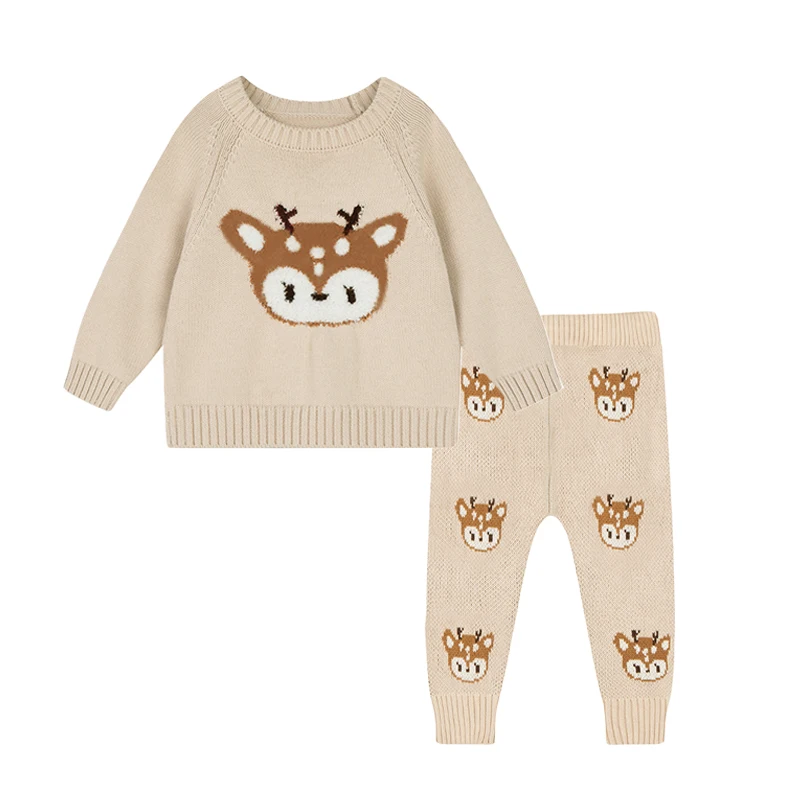 Spring Baby Knitwear For Boys Girls Baby Girl Clothes Baby Boy Sweater Sets Tops + Pants Pull Fille Newborn Outwears Sets 0-3Y