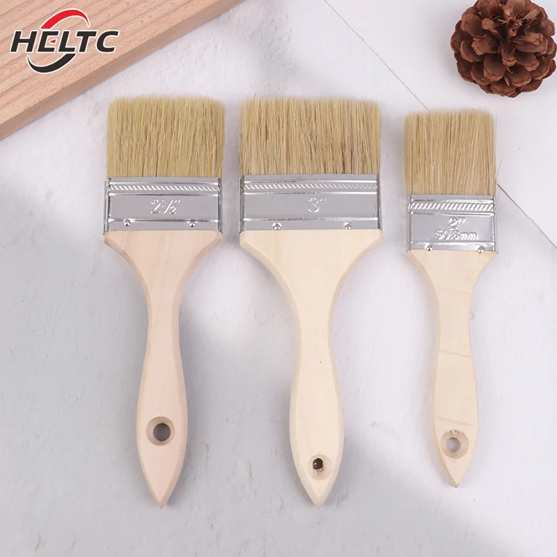 3pcs Paint Brush Wooden Handle BBQ Brush Soft Hair Painting Brushes For Wall And Furniture Paint Tool Set