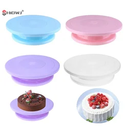 1pc Plastic Cake Plate Turntable Rotating Anti-skid Round Cake Stand Cake Decorating Rotary Table Kitchen DIY Pan Baking Tool