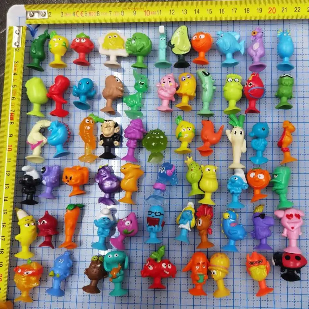 Fruit Minifigure Mini Sucker Dolls Cartoon Action Figure Suction Cup Puppets Capsule Toys Models Vegetable Sucker Toys