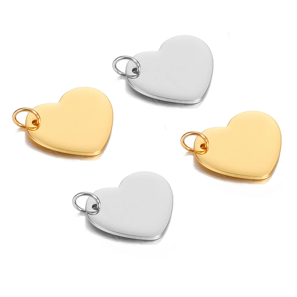 

5pcs Stainless Steel Heart Charms Mirror polished Pendant Silver Gold Tone DIY Necklace Accessories Bracelet Jewelry Findings