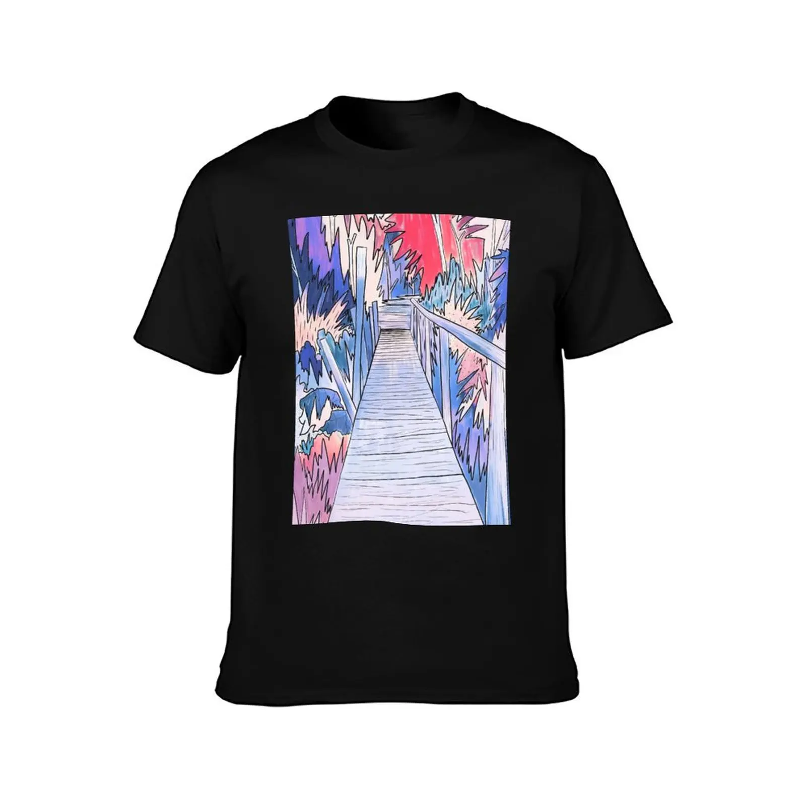 The blue pathway T-Shirt Summer Casual Cotton Tee Oversized Streetwear Tops Vintage Graphic Print Loose Fit Short Sleeve