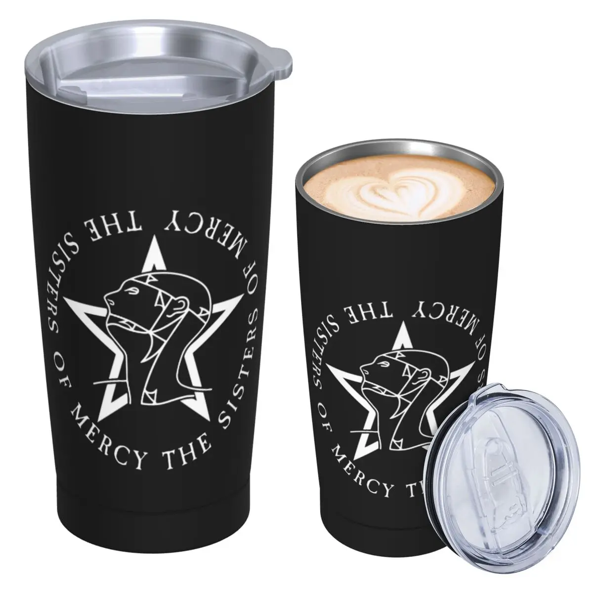 Round Text Logo Goth The Sisters Of Mercy Stainless Steel Tumbler Vacuum Insulated Mug Thermal Cold Cups Straws With Lid 20oz