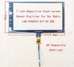 6.95 7 Inch Car Radio MP5  Touch Screen Sensor Digitizer Panel Glass GT911/GT615 6pin 175*197mm LXH-TPC0037-677 V5 H NAM1700R