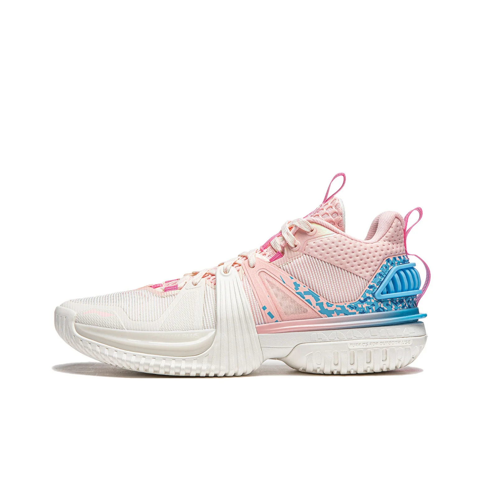 Li Ning Storm 2024 Cushioning Breathable Lightweight Rebound Low top Basketball Shoes Men's White Pink ABFU017-2