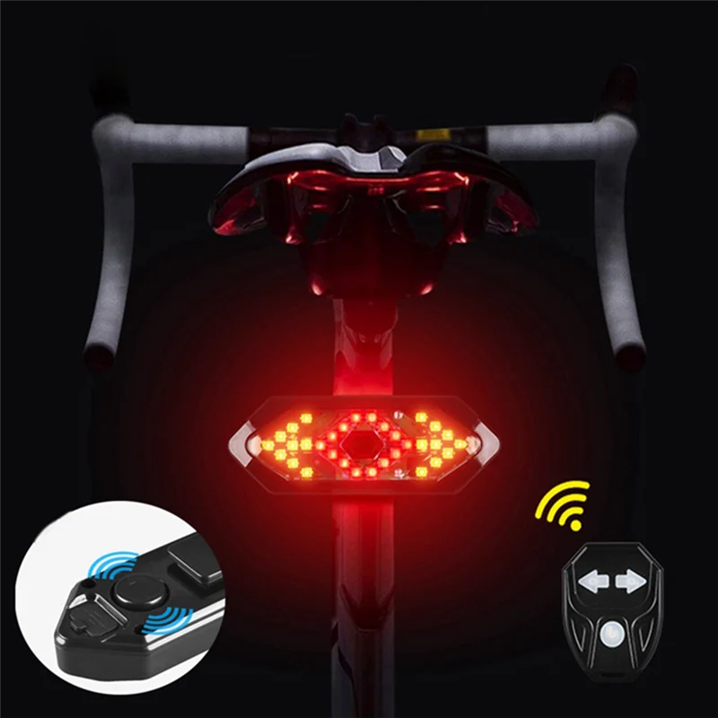 Sinal de volta de scooter elétrico, pisca/luz traseira de led de bicicleta de controle remoto, sinal de volta direcional ajustável recarregável