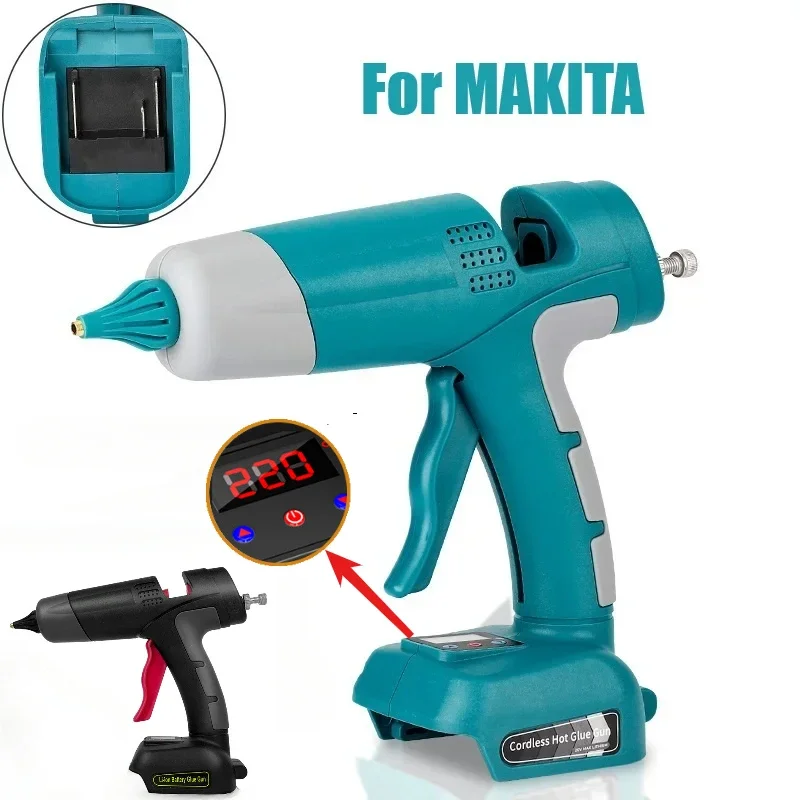 11mm Cordless Hot Silicone Gun for Makita 21V No Battery 100W Digital Display Adjustable Glue Output for DIY Wireless Glue Gun