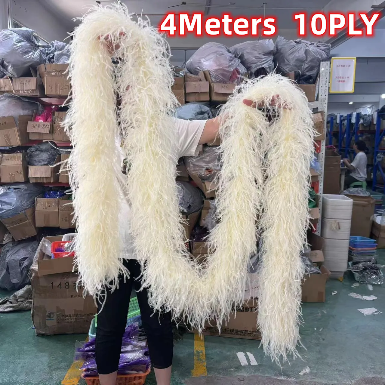 

3/4Meters Elongated Ostrich Feathers Boa 6Ply 10Ply High Quality Colored Plumas Scarf Trim for Wedding Carnival Clothing Sewing