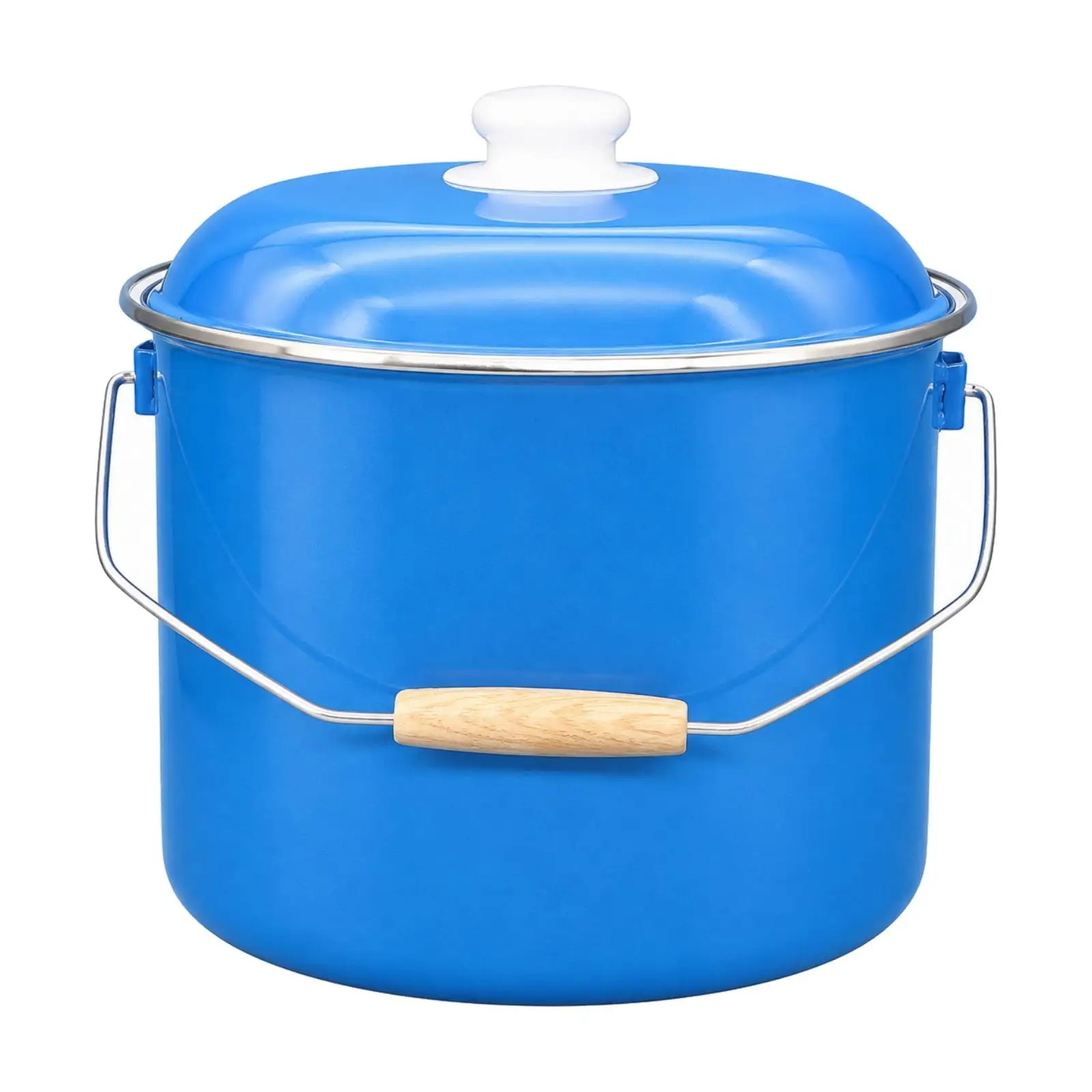Enamel Cylindrical Storage Container with Lid Proof Rice Storage Storage Container with Lid Cylindrical Enamel Canister With