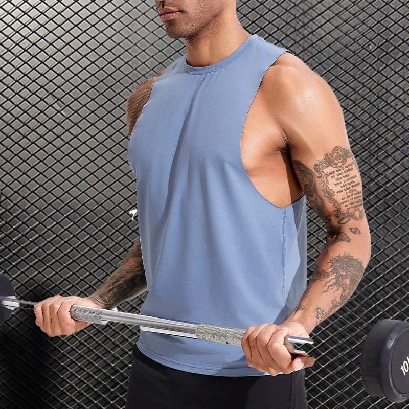 Men Exercise Sleeveless Tank Top Muscle Vest Undershirts Gym Fitness Training Clothing Quick Dry Bodybuilding Sleeveless T-Shirt