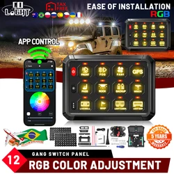 COLIGHT-Panel de interruptor de aplicación de 12 entradas para todos los vehículos, caja de Control táctil regulable automática, Panel de interruptor para coche todoterreno, 12V, 24V