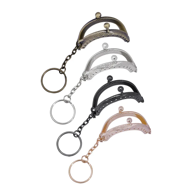 5CM Metal Purse Frame Golden Bronze Silver Half Round Metal Purse Frame Kiss Clasp Lock with Key Ring Bag Accessories