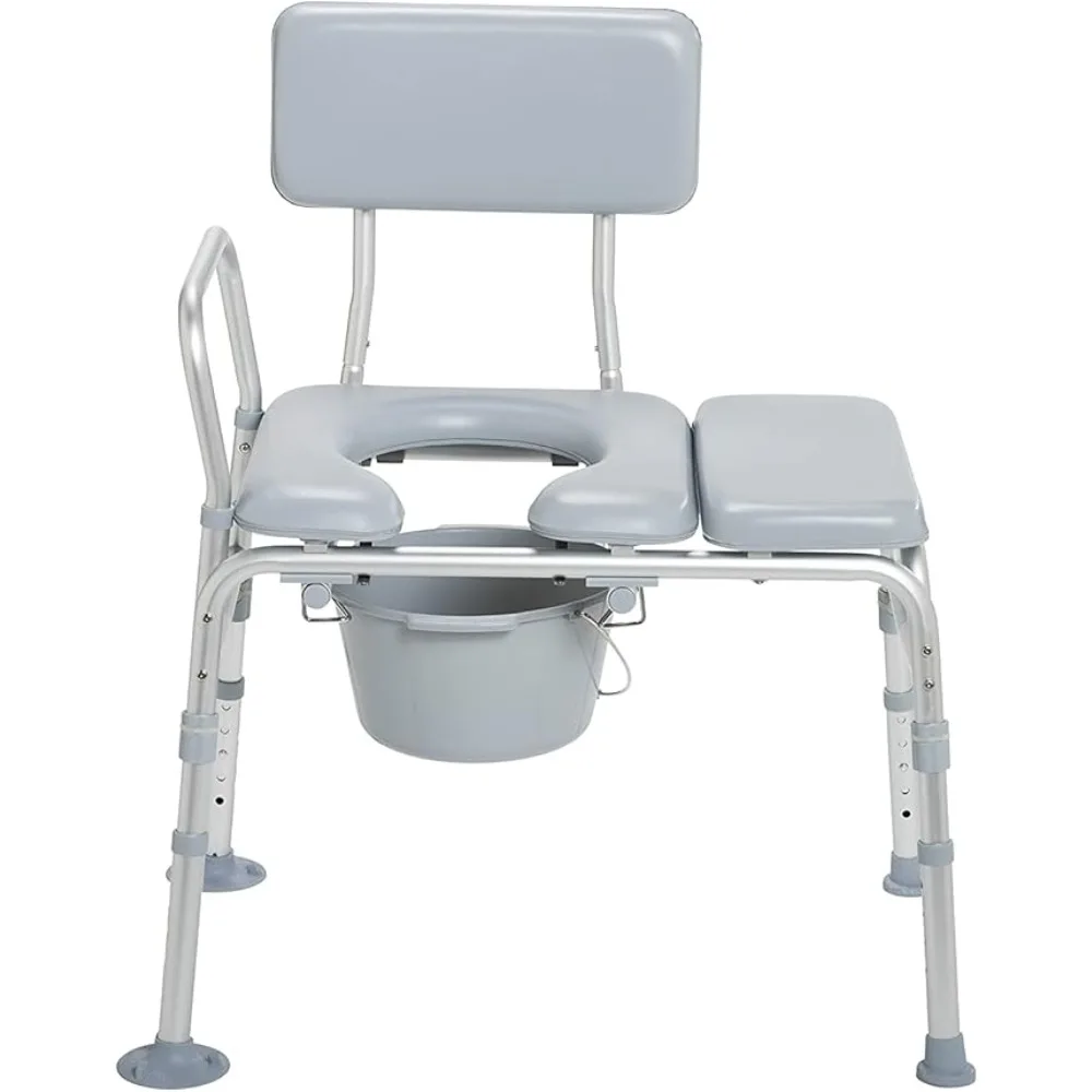 

Transfer Bench Commode Chair for Toilet with Padded Seat 2-in-1 Commode-Transfer Bench Adjustable Weight Capacity 400 Lbs