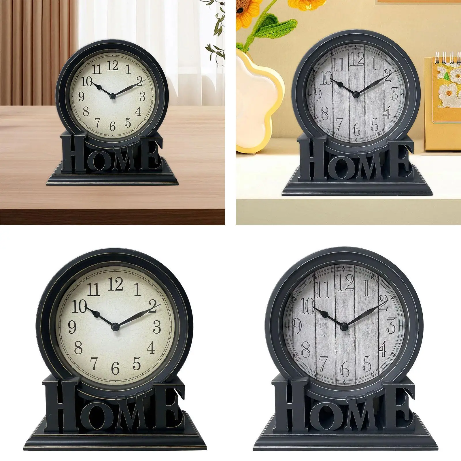 ساعة مكتب كلاسيكية غير موقوتة مزخرفة صامتة تناظرية ساعة طاولة ريترو لسطح المكتب وطاولة غرفة النوم الداخلية سهلة القراءة