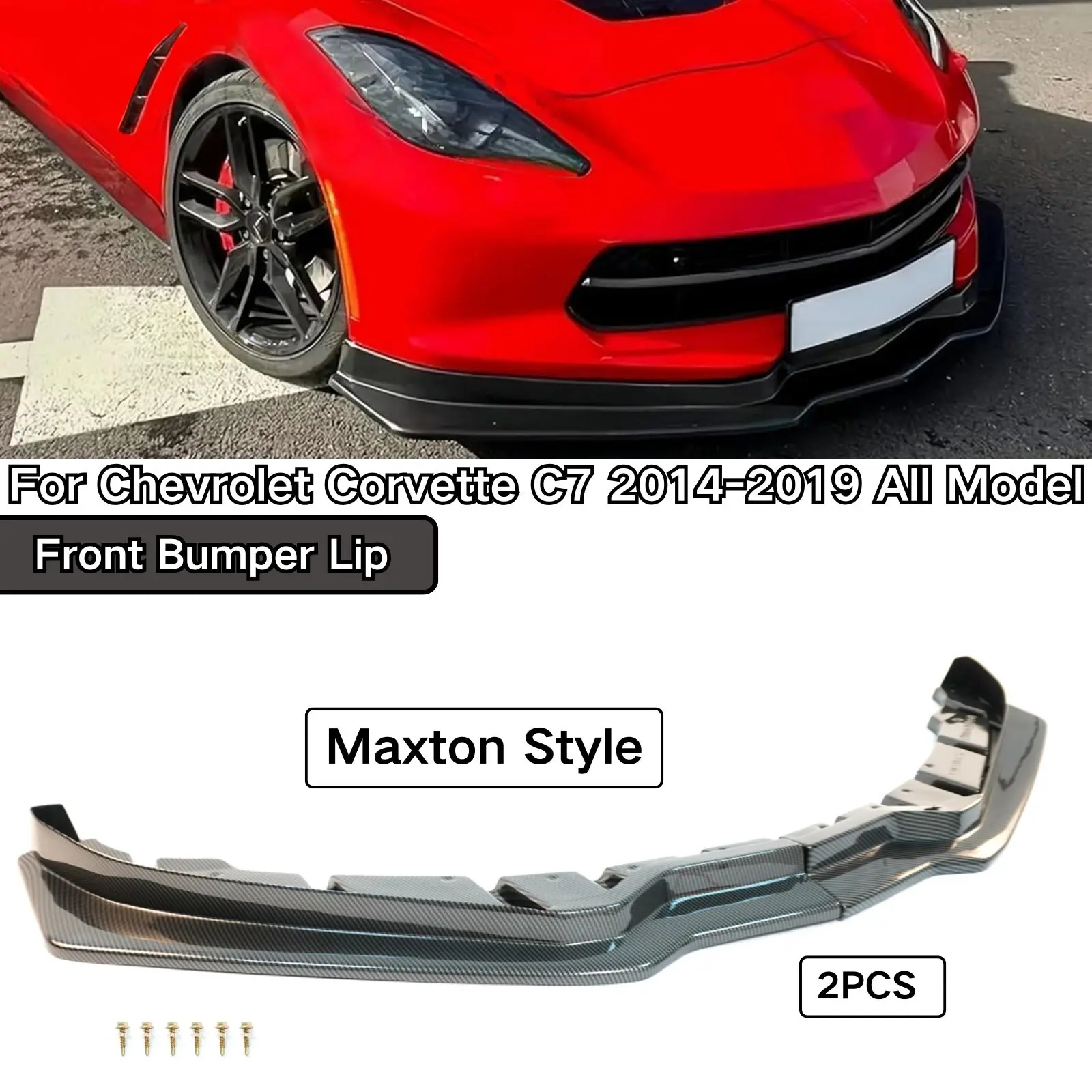 Front Bumper Lip Spoiler Splitter For Chevrolet Corvette C7 All Model 2014-2019 Z06 Stingray Cars Accessories Body Kit Black