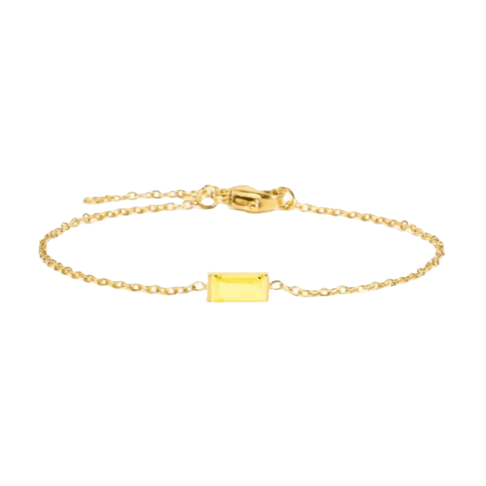 Trendy Square Zircon Birthstone Bracelet Sparkling Stackable Gold Plated Bracelet Copper Colorful Minimalist Bracelet Daily