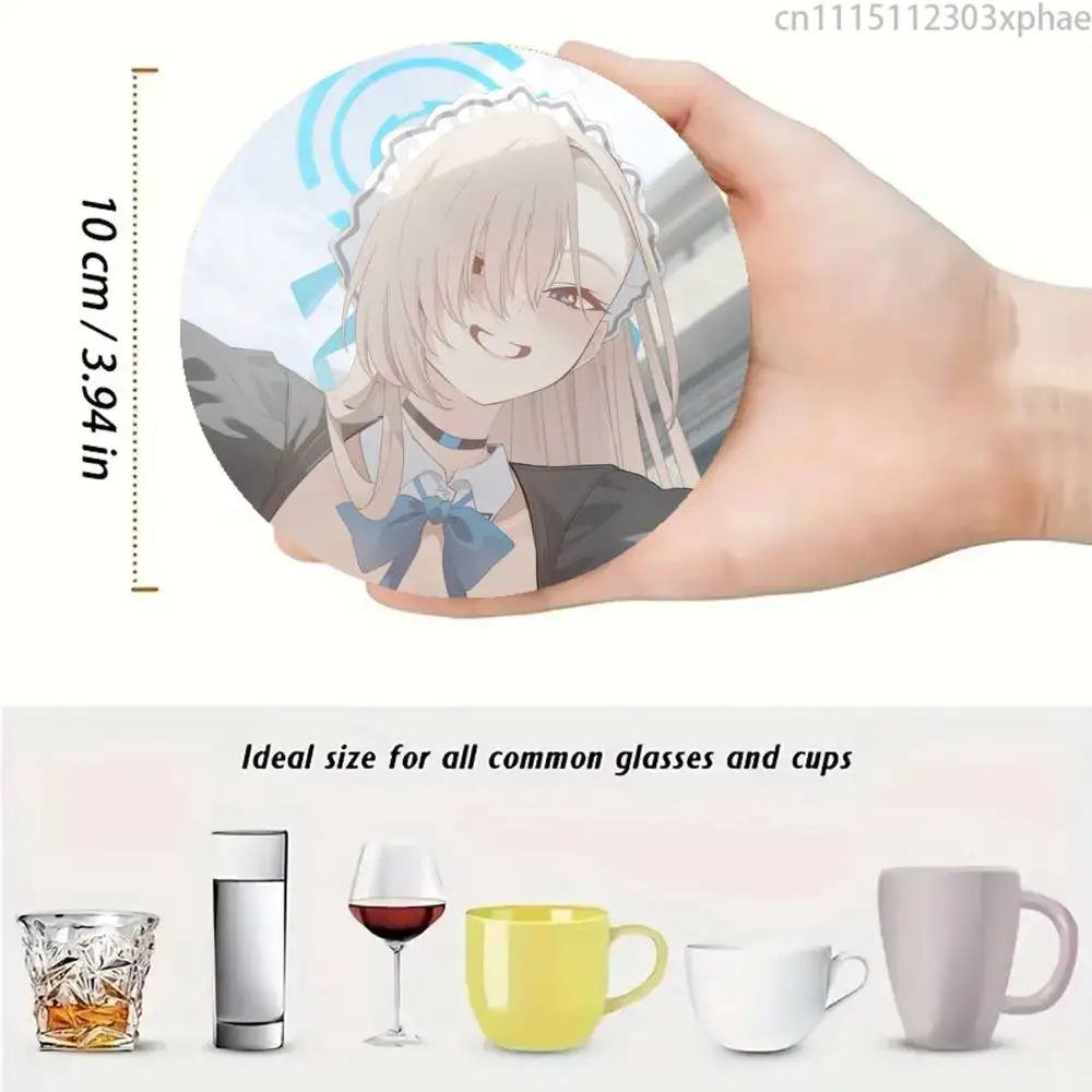 Asuna Ichinose Bunny Blue A-Archive Wooden Coaster Set, A Must-Have For Holiday Parties, Suitable For Bars, Offices