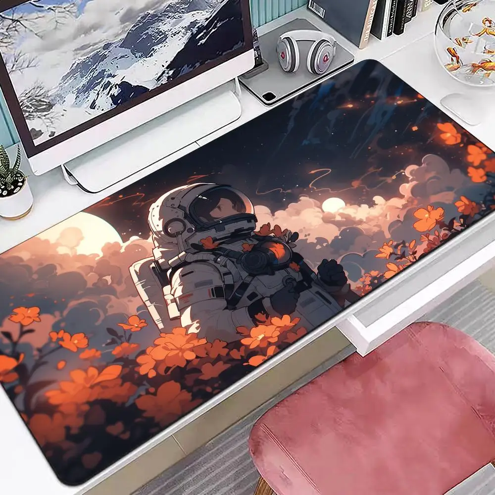 لوحة ماوس لرائد الفضاء الخيال العلمي، أحجام متعددة، كبيرة مربعة للكمبيوتر، مكتب ألعاب، مفارش طاولة مطاطية مضادة للانزلاق #1