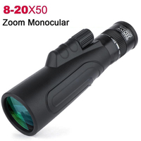 8-20x50 Zoom HD Portable Powerful Binoculars Long Range Professional Monocular Long Range Telescope Low Night Vision For Hunting